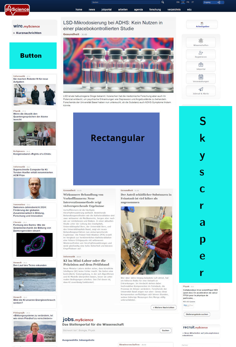 Preview for advertising on myScience.ch