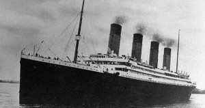 The Titanic, which sank on April 15, 1912.