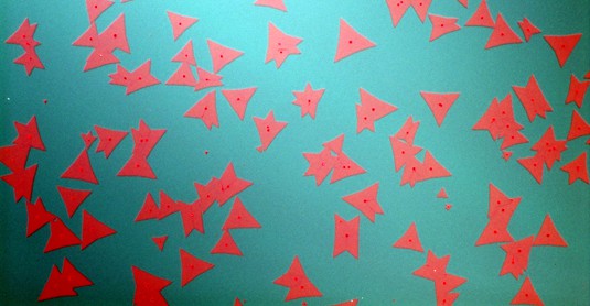 Light micrograph showing two-dimensional crystals of the thin-film semiconductor