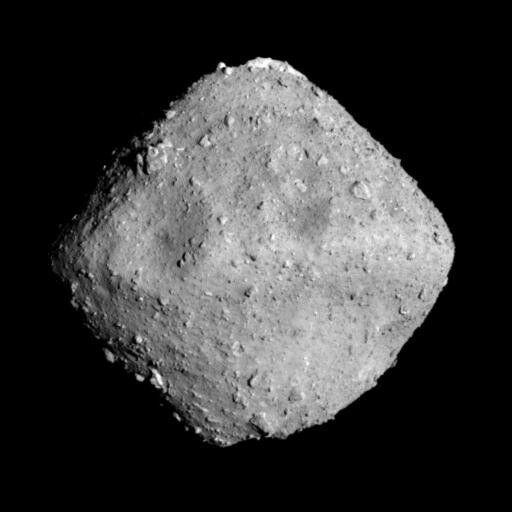 Near-Earth asteroid Ryugu resembles a rounded double pyramid. Photo: JAXA, Unive