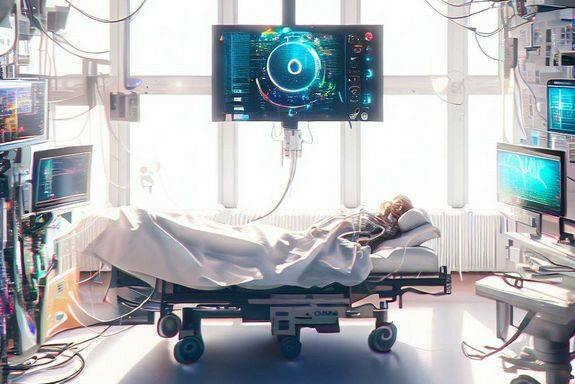 A picture generated by an artificial intelligence - showing how an AI in an ICU 