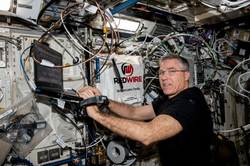 Astronaut Stephen Bowen works with the BioFabrication Facility aboard the ISS - 