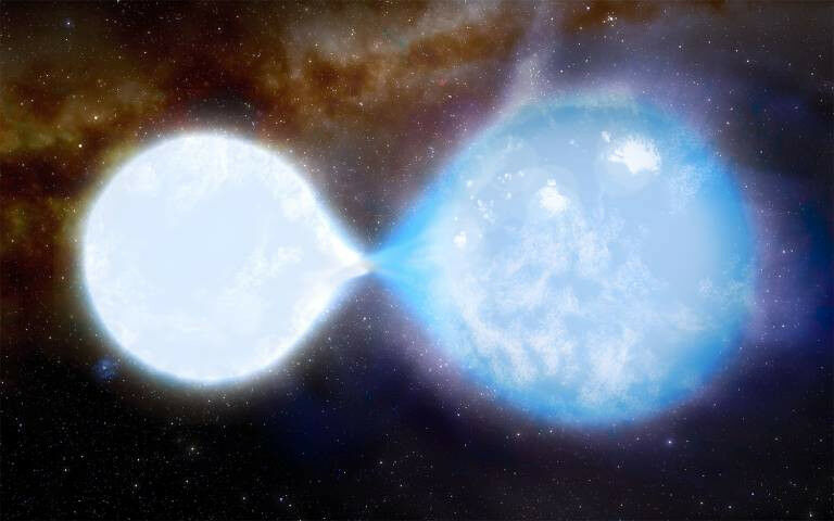 Artist&rsquo;s impression of the binary star on course for a black hole merger