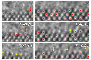 Atomic view of a chemical catalyst during electrically charged reaction is a scientific first