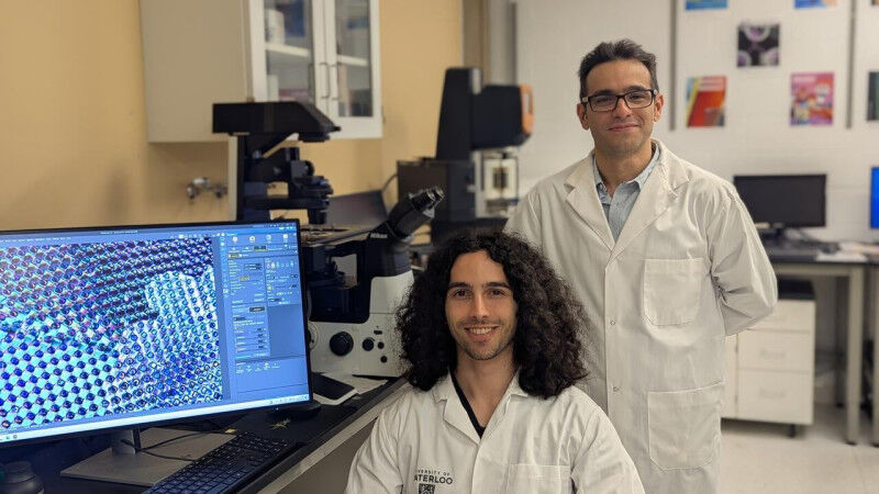 Matthew Scarfo (left), a Waterloo PhD candidate, and Hamed Shahsavan, of chem