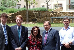 From left:  Tom Kompas, Vice-Chancellor Ian Young, Minister Emilia Pires, Mr Har