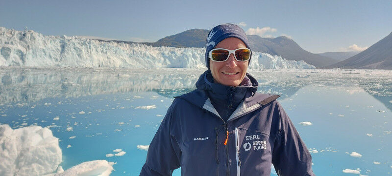 Julia Schmale aboard the Adolf-Jensen ship, 5 August 2023. � EERL / EPFL