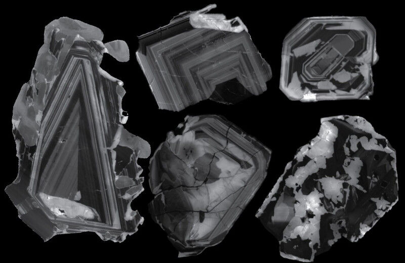 Zircon minerals analysed in this study - their isotopic composition reveal the a