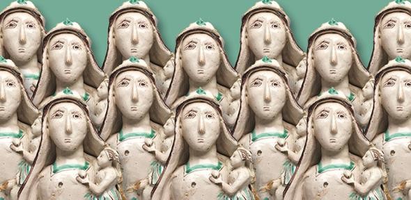 This down-to-earth, glazed terracotta figurine of the Virgin could act as the fo