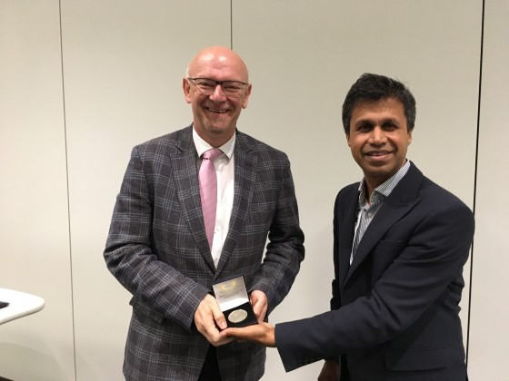 Upul Wijayantha from Loughborough University (right) awarded the Faraday Medal t