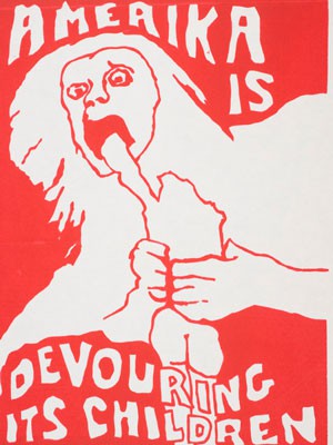A graphic by Jay Belloli made at the Berkeley Political Poster Workshop in 1970 