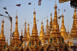 Shwedagon Pagoda, constructed in the 6th century and located in Yangon, Burma. P