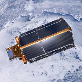 artist&rsquo;s impression of CryoSat-2 in orbit (credit: ESA)