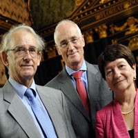 L-r Professor Dan Mckenzie, Mike Daly and the Vice-Chancellor