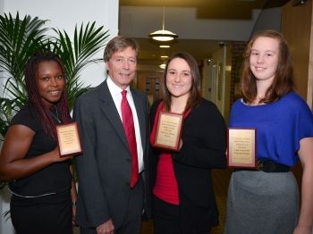 Sports bursary recipients Nicolla Weekes, Roseanne Thomas and Chloe Sutherland w