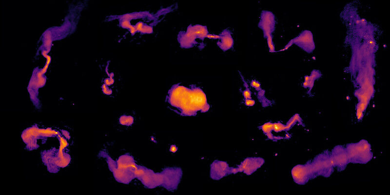 A selection of active galaxies. The jets visible in the images are driven by the