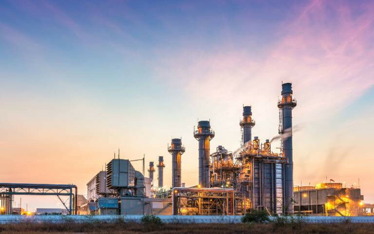 A power plan at sunset