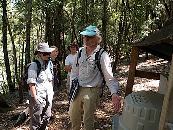 Bill Dietrich (in hat) with students at his Angelo Reserve hillside study site, 