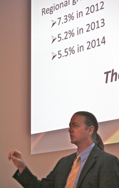 Asian Development Bank assistant chief economist Joe Zveglich speaks at the Univ