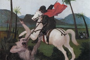 Jose Gamarra, Saint George et les gorills, 1962 oil on canvas, 187 x 157  cm. Im