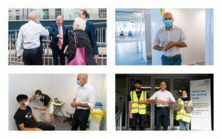 Health Secretary Sajid Javid visits NHS vaccination centre hosted at UCL