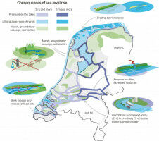 How will the Dutch lowlands respond when the sea level rises by two and by five metres?