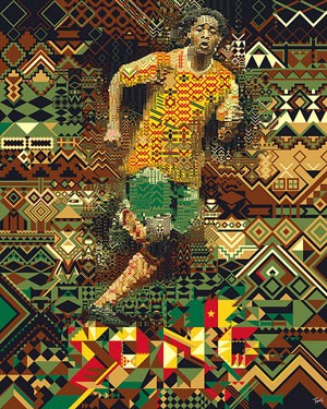 Mosaic portrait of a  World Cup 2010 footballer in South Africa.