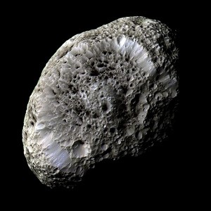 Saturn&rsquo;s icy moon
Hyperion, famous for its deeply cratered surface, which 