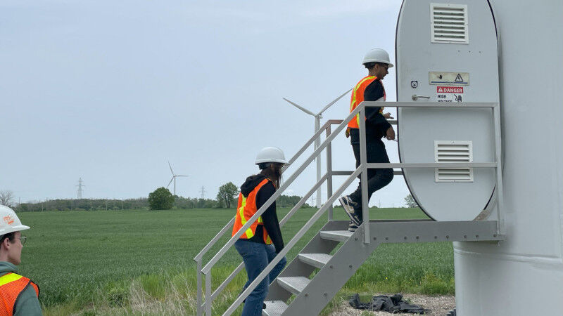 Walking into a wind turbine