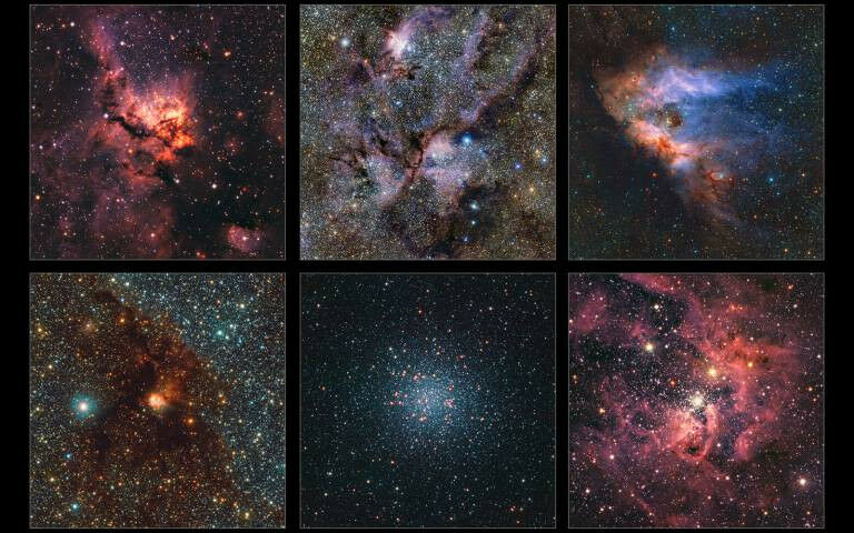 Selection of regions of the Milky Way imaged as part of the survey