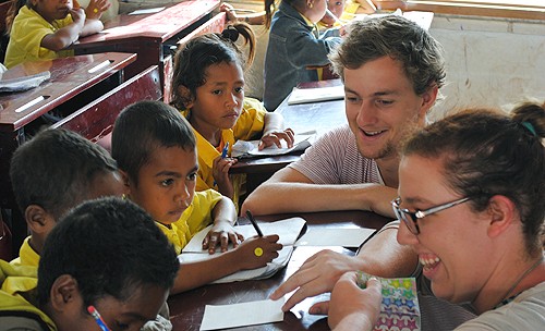 The students spent a week rotating through placements in a clinic, primary schoo