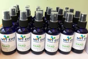 Making hand sanitizer for front-line campus workers