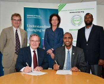 Left to right:   Richard Black (Head of School of Global Studies);   Chris Marli