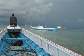 Wooden fishing vessels - perahu - in the Spermonde archipelago, South Sulawesi. 