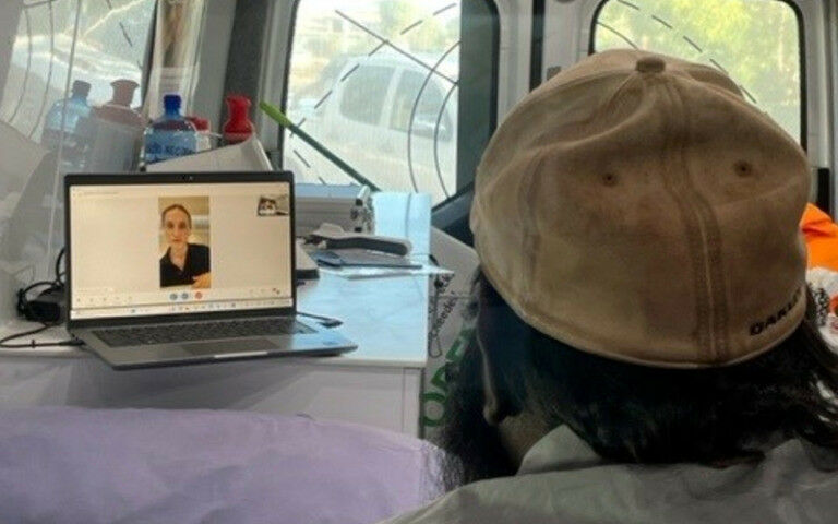 A patient in the remote Pilbara region of Australia has a telehealth video call