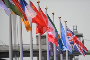 Flags at the G20 Summit in London 2009. Photo by Downing Street