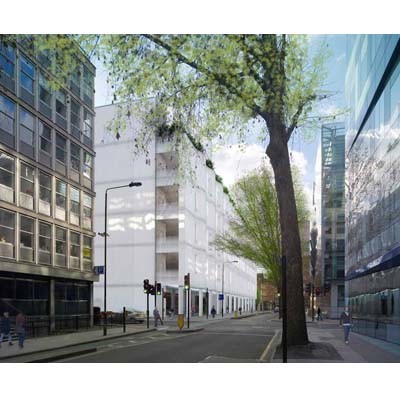 [Top] The proposed building (Howland Street View) [Bottom] The proposed building