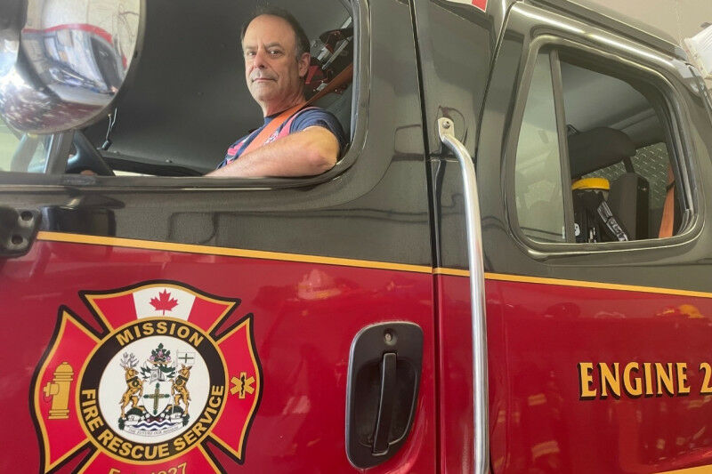 Richard Rosenthal volunteering with the Mission Fire Department.