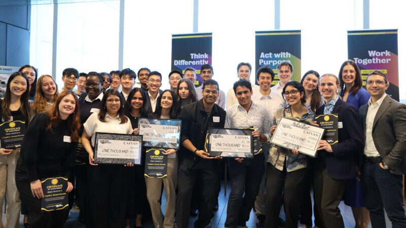 Group of students pose with their awards in Engineering 7.