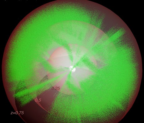 This image shows the positions of the 900,000 luminous galaxies used in these st