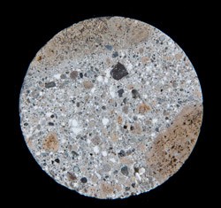 Sample of ancient Roman maritime concrete from Pozzuoli Bay near Naples, Italy. 