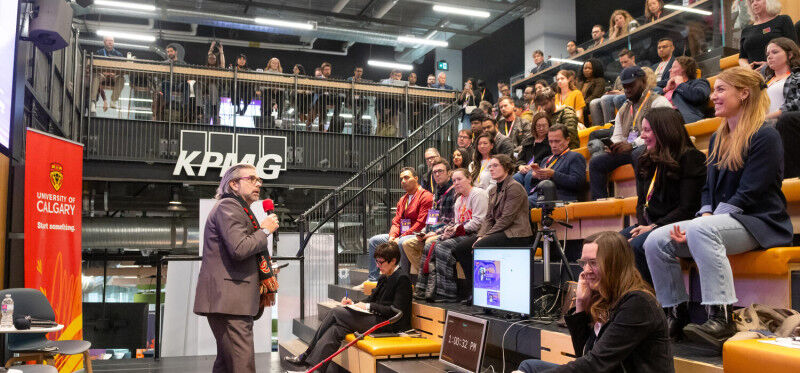 Guy Levesque speaks at Calgary Innovation Week 2025. Riley Brandt, University of