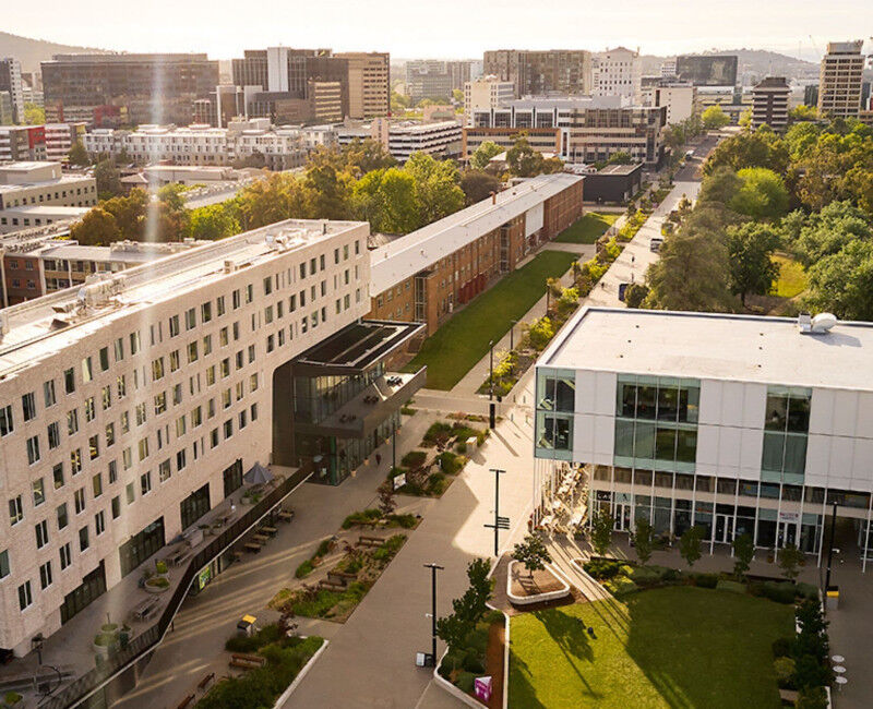 Aerial image of the ANU campus.